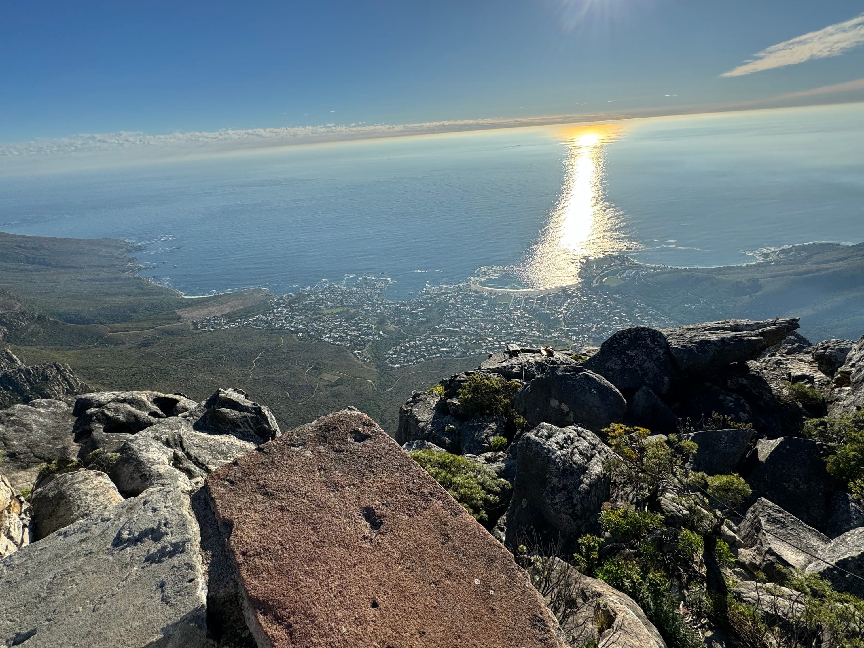View from Table Mountain over Camps Bay and the Atlantic, Cape Town.